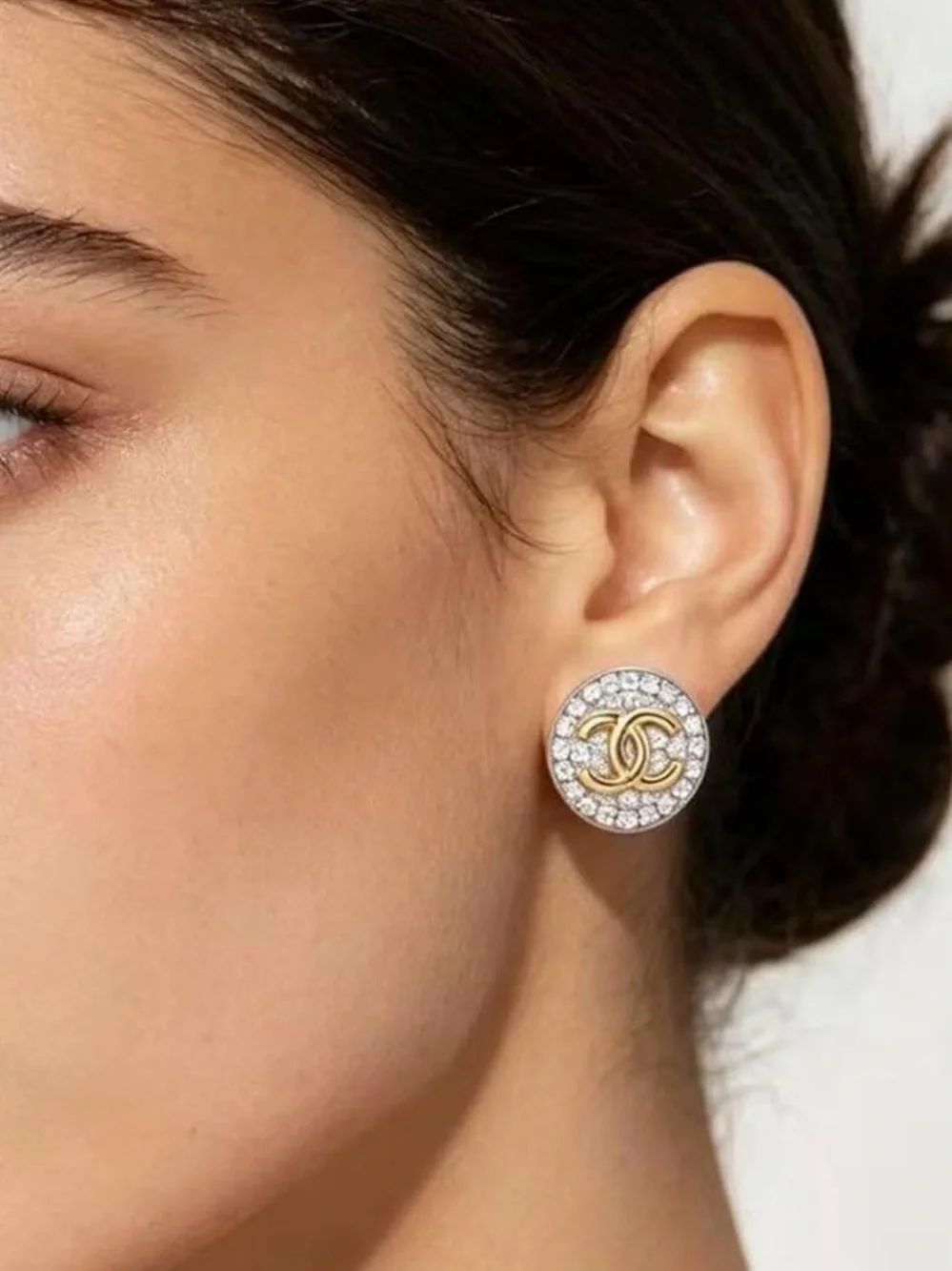 CHANEL Crystal Disc Earrings